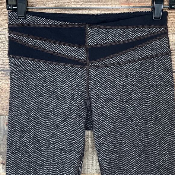 Lululemon Wunder Under Pant Leggings Giant Herringbone Black Gray Size 6 - Picture 2 of 10
